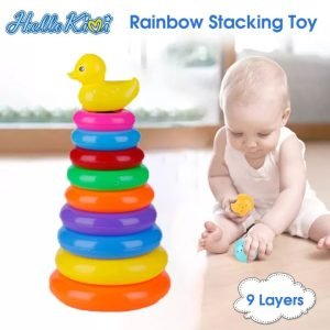 Stacking Rainbow Ring Toy Montessori Plastic Circle Pyramid Stack Sort Tower