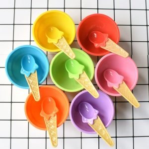 Pack Of Two Reusable Ice Cream Bowl With A Spoon Kids Dessert Ice Cream Cup
