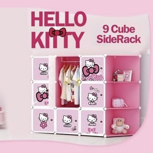 Hello Kitty 9 Cube Wardrobe Cabinet For Kids With Hanging Rod DIY Rack