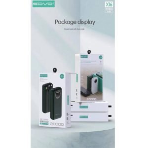 SOVO X16 20000mah Power Bank With Built-In Cables