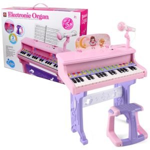 Children's Synthesizer Piano Toy Set With Electronic Organ Microphone & High Chair