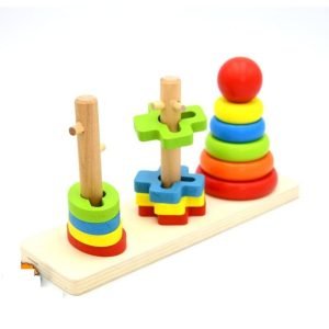 Colourful Educational Rainbow Three Column Shape Sorting Tower Toy For Kids