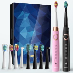 2 Sboly Sonic Electric Toothbrushes Black And Pink Teeth Care Kit