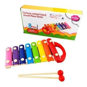 8 Tone Colorful Wooden Cartoon Animal Hand Knock Xylophone