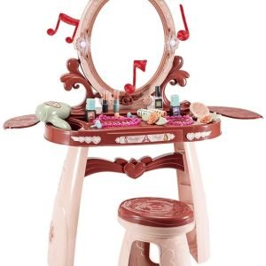 Pretend Play Dressing Table Set For Girls 19 Pieces Beauty Princess Makeup Kit With Stool