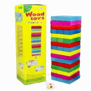 Classic Colourful Jenga Wooden Puzzle Blocks Stacking Game 48 Pcs For Toddlers