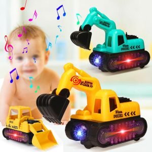 Engineering Vehicle Series LED Music Flash Color Change Truck Excavator Bulldozer Baby Toy Car