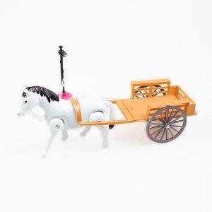 Electric Rotating Pony Horse with Cart Toy for Kids