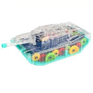 Transparent Mechanical Police Army Gear Tank with Technology 3D Light, Musical Sound & 360 Degree Rotation toy For Kids