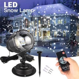 Mini Outdoor Snowfall LED IP65 Moving Snow Garden Snowflake Lamp Set