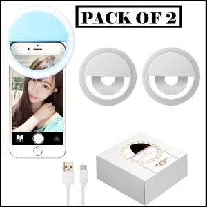 Pack Of 2 Mini Portable USB Rechargeable Selfie Ring Light With 3 Brightness Levels