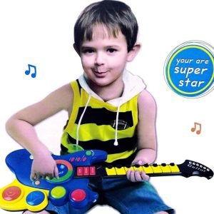Electric My Guitar With Keyboard Sensors Style Selector Flashing Light Sound Control Toy For Kids