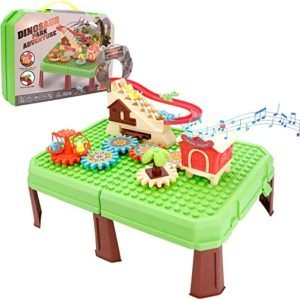 Colorful Building Blocks Dinosaur Adventure Park Activity Table Toy