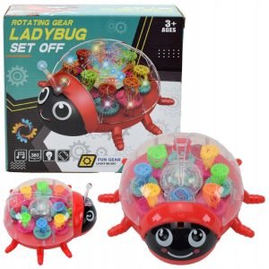Battery Operated Rotating Gear Ladybug Toy With Lights And Music