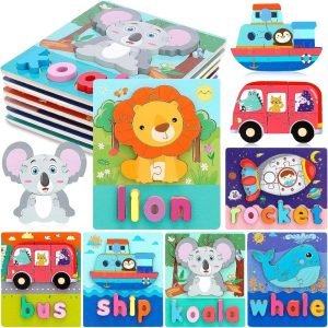 Box Animals Patterns with Alphabet Spelling Stem Travel Toy for Kids
