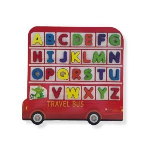 Wooden 3D Educational Alphabet Travel Bus For Early Learning