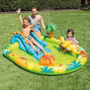INTEX 57166 Little Dino Inflatable Backyard Pool Play Center With Palm Tree