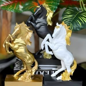 Majestic Gold-Plated Horse Statue A Timeless Home Decor Showpiece