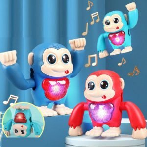 Dancing Glow Monkey Baby With Lights Sounds Voice-Activated Electric Flipping Monkey Toy