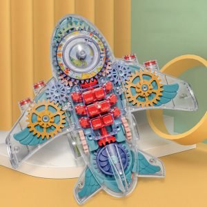 Electric Transparent Body Airplane Rotating Mechanical Gear Plane With Music Light Luminous Flashing Toy
