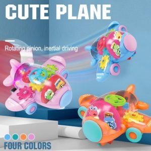 Adventure Wings Friction-Powered Gear-Lit Airplane Toy With Transparent Body And Flashing Lights