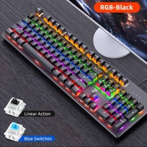 R8 1035 Professional Wired Mechanical Blue Switches RGB Gaming Keyboard