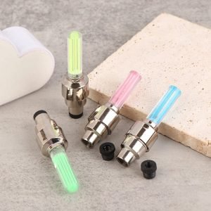 Neon Bike Spoke Light Road Bicycle Car Tire Nozzle Valve Caps Lamp Bike Lights