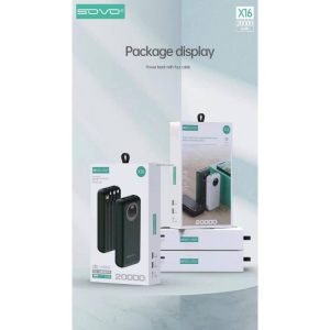 SOVO X16 20000mah Power Bank With Built-In Cables
