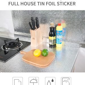 40 X 100cm Kitchen Oil-Proof Waterproof Stickers Aluminum Self Adhesive Wall Sticker DIY Wallpaper