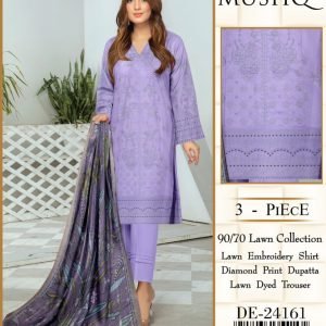 Embroidery MUSHQ on 90/70 fine Airjet Lawn