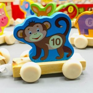 Wooden Digital Cartoon Educational Number Train For Kids