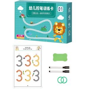 Reusable Magic Pen Control Workbook Set For Kids - Mastering Lines, Shapes, And Patterns In Handwriting And Drawing
