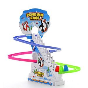 Electric Penguin Climbing Stair Toy With Light And Music Penguin Track Set For Kids