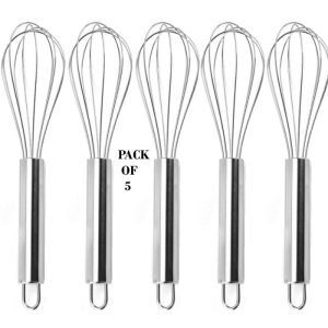 Pack Of 5 Stainless Steel Whisk Non-Stick Flexible Beater Easy To Handle Easy To Clean Multifunction Manual Stirrers