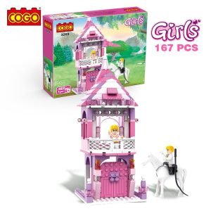Colorful COGO Building Prince & Princess Castle Construction Blocks 167 PCS