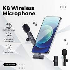 K8 Wireless Lavalier Microphone For Recording - Type-C Mini MIC for Mobile Phone Live Streams Interview - 20 Meter Long Range Portable Audio Recording Mic For Type C Mobile Phone Camera