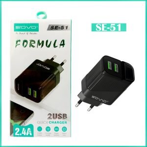 Sovo SE-51 Formula 2.4 Amp High Quality Quick Charging Adapter With 2 USB Ports