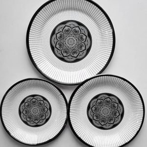 Set Of Three Printed Dinner Plates Double Glazed Melamine Small Medium-Large Size