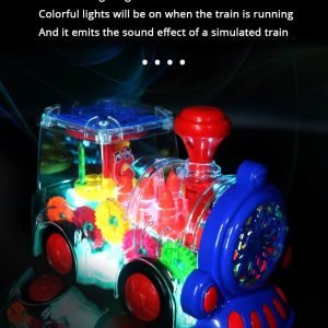 Electric Transparent Gear Train Universal Walking Train Colorful Lights Musical Toy