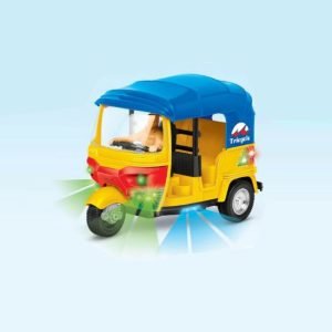 Bump & Go Auto Rickshaw Toy with Sound & Flashing Light for Kids