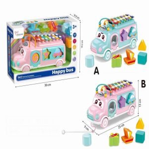 Happy Bus Shape Xylophone For Kids Multi Color
