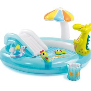 2.03m X 1.73m X 89cm Children's Paddling Pool With Slide Crocodile Inflatable Swimming Pool