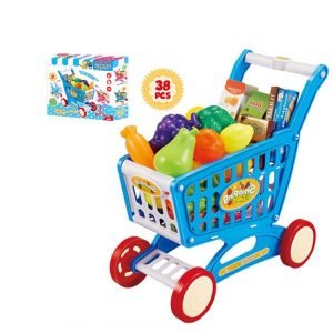 38Pcs Kid Mini Shopping Cart Flexible Wheels Toy Detachable Colorful Trolley Toy