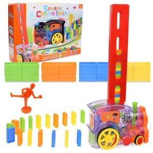 Kids Domino Train Car Set Sound Light Automatic Laying Domino Blocks Game Educational DIY Toy