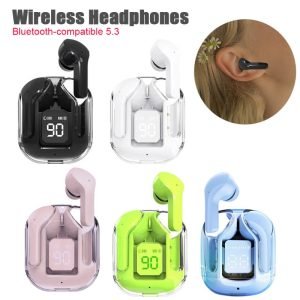 Bluetooth Compatible 5.3 LED Power Digital Display Stereo Sound Transparent Wireless Earbuds