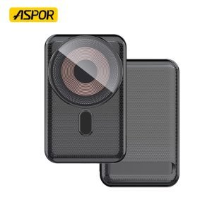 Aspor 10000mah A326 Digital Display Magnetic Wireless Power Bank With Foldable Holder Stand Fast Charging