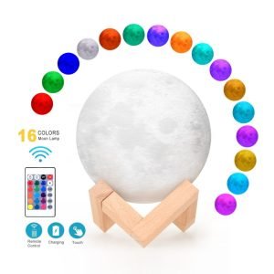 16CM 3D Moon Lamp Night Light Remote Control 16 Colors Change Optical Illusion LED Lunar Globe Ball