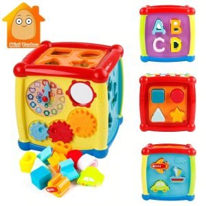 Multifunctional Musical Toys Toddler Baby Box Electronic Gear Clock Geometric Blocks Sorting