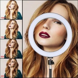 Selfie Ring Light With Stand 26cm/10inch Studio Light Dimmable 3 Modes Photography Lighting