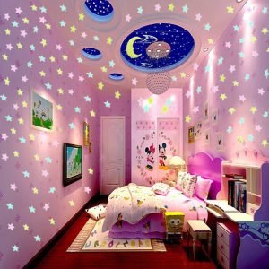 Pack Of 4 100 Pcs Glow In The Dark Stars Wall Stickers